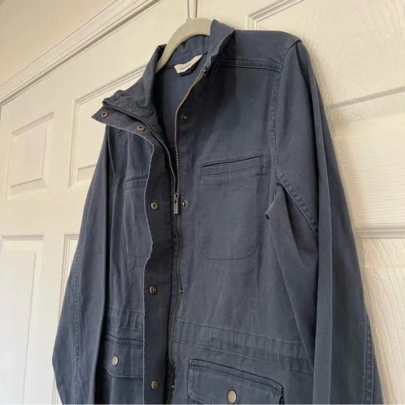 L.L. Bean Classic Utility Jacket Navy Blue Zip Snap Womens Small Barn Chore Work - Picture 4 of 8